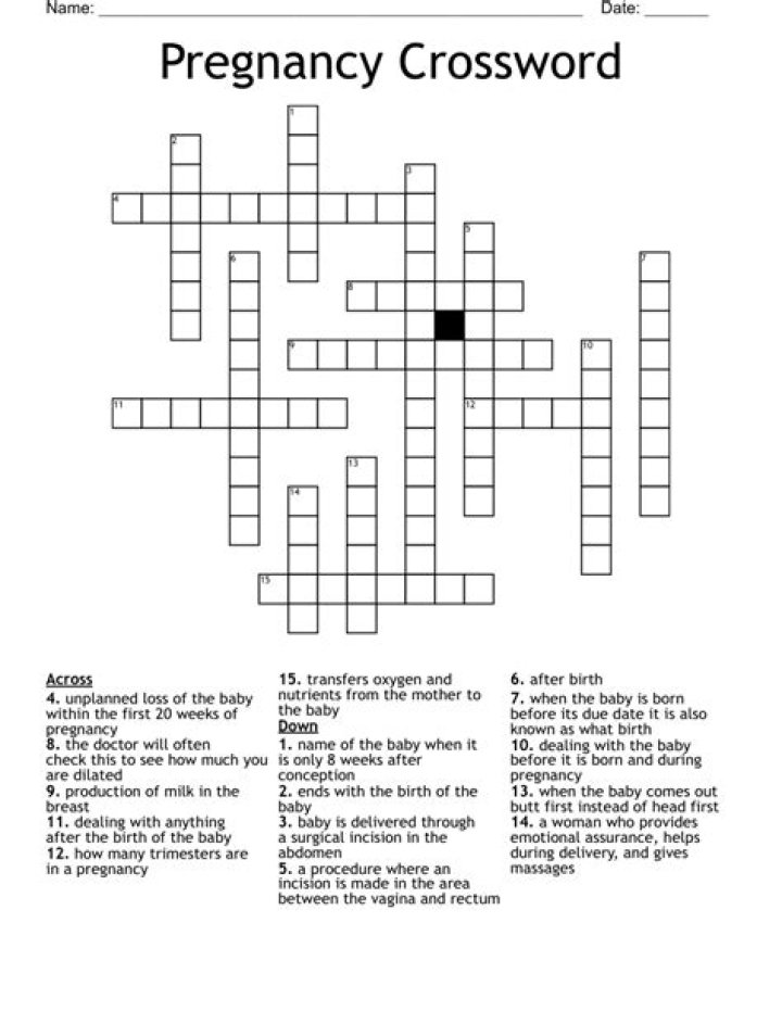 39+ weeks, for a pregnancy Crossword Clue