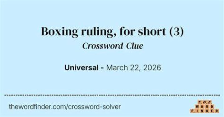Boxing ruling, for short Crossword Clue