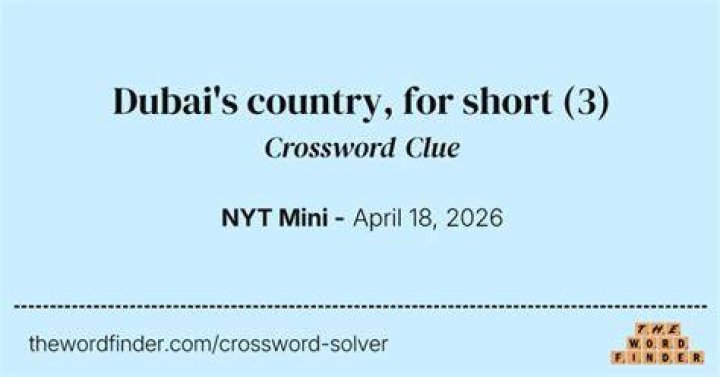 Dubai’s country, for short Crossword Clue