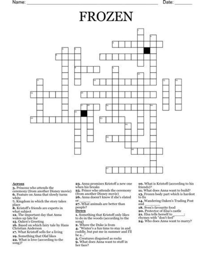 Frozen H2O Crossword Clue
