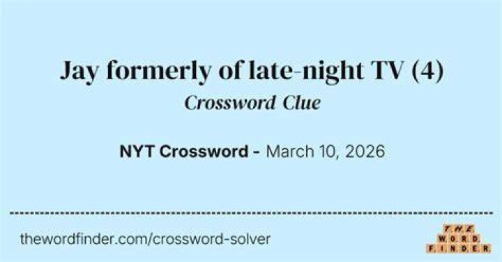 Jay formerly of late-night Crossword Clue