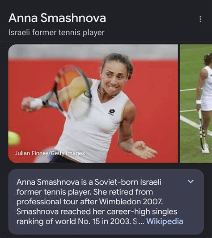 Like tennis player Anna Smashnova’s name Crossword Clue