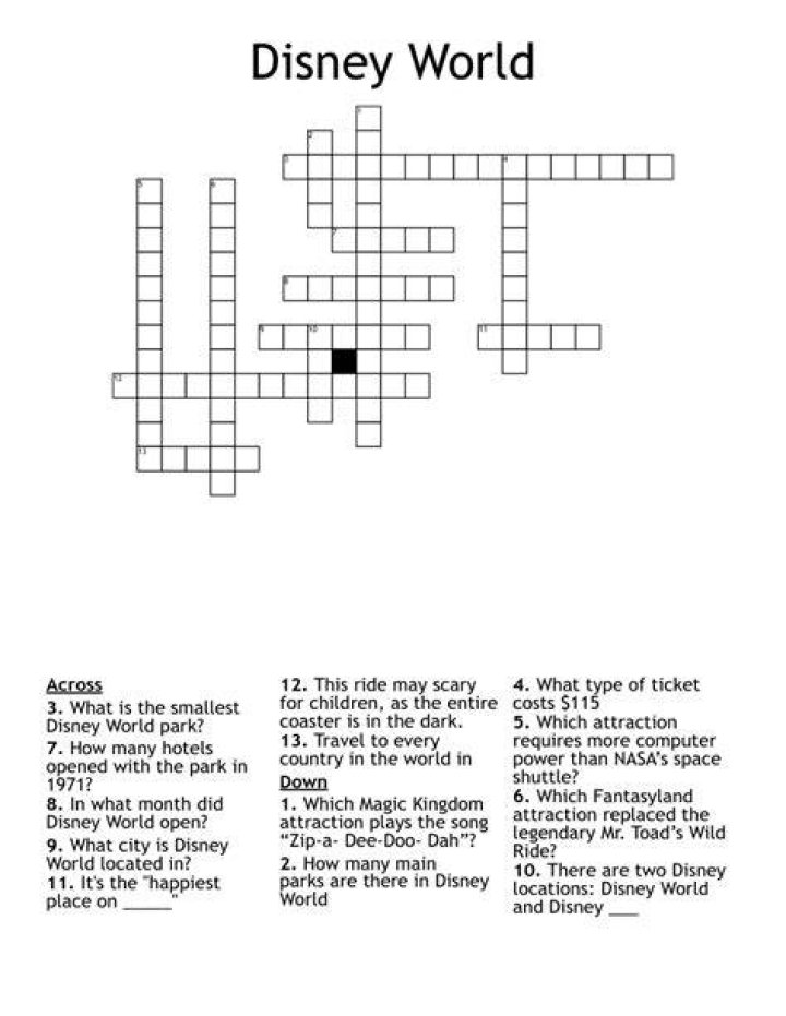 Line at Disney World Crossword Clue