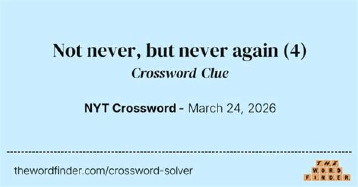 Never again Crossword Clue