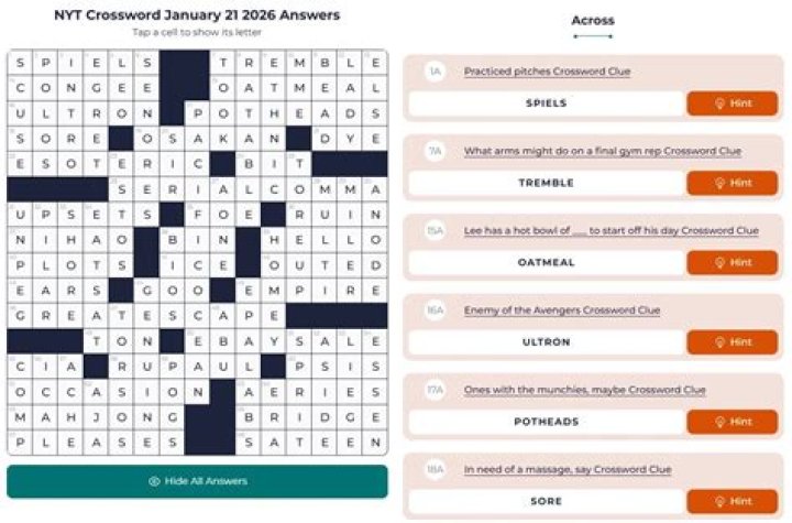 NYT Crossword Answers 05/21/21