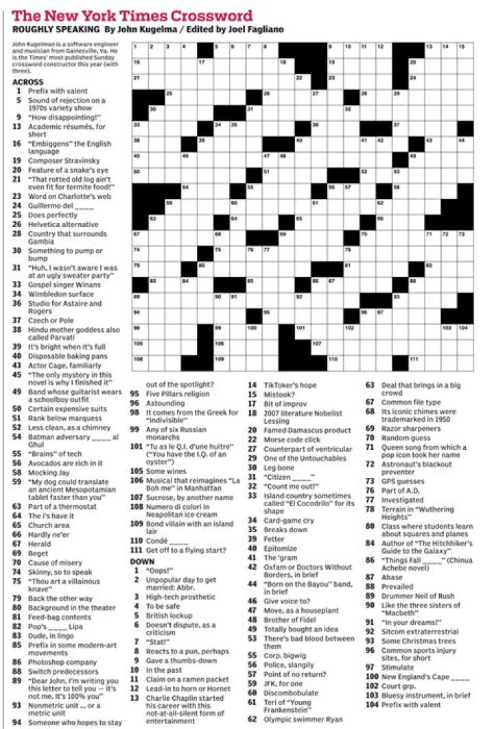 NYT Crossword Answers 06/25/20