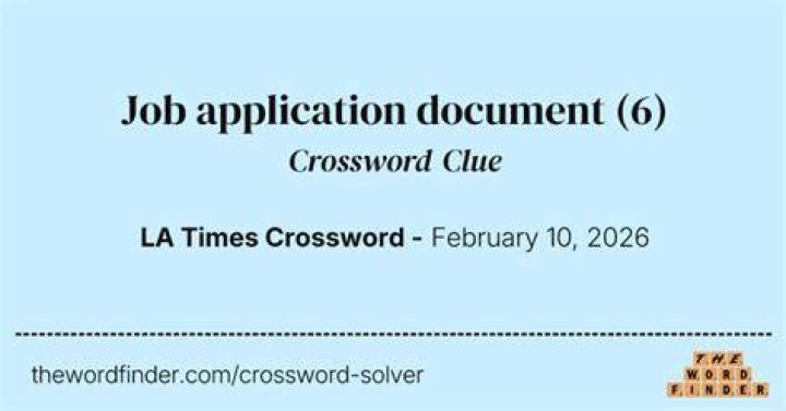 Part of a job application Crossword Clue