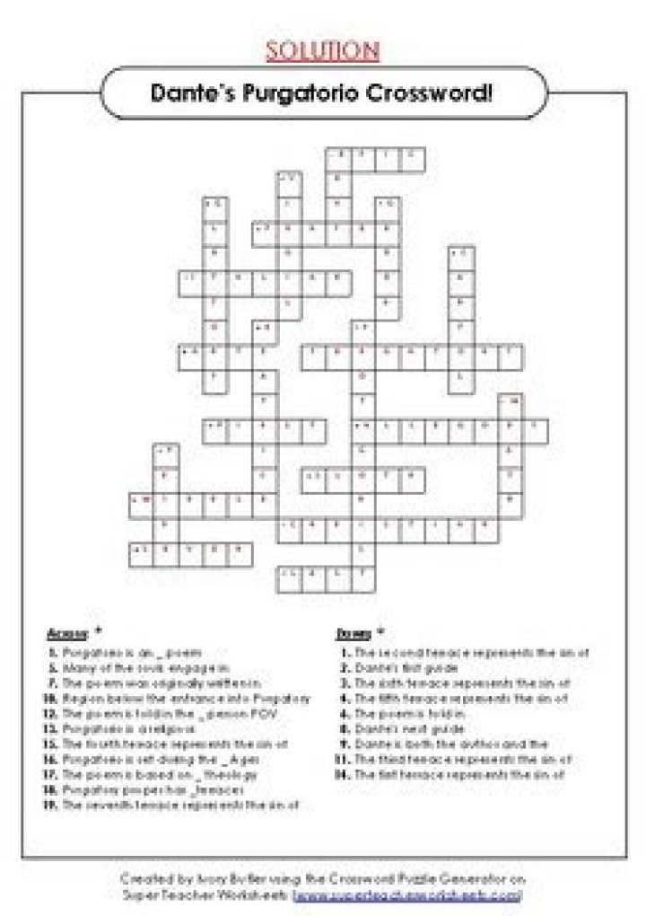 Septet in Dante’s “Purgatorio” Crossword Clue