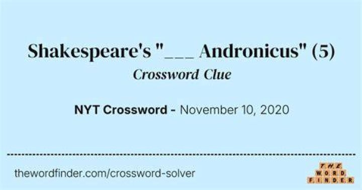 Shakespeare’s “___ Andronicus” Crossword Clue