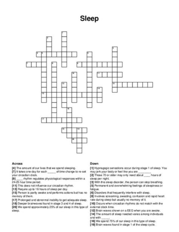 ___ sleep Crossword Clue