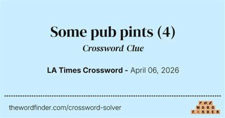 Some pub pints Crossword Clue