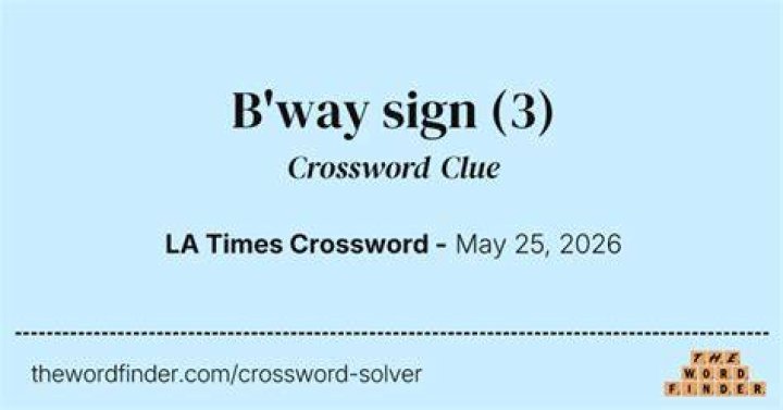 Times Square sign for B’way fans Crossword Clue