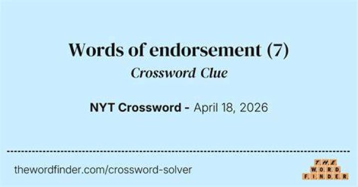 Wholehearted endorsement Crossword Clue